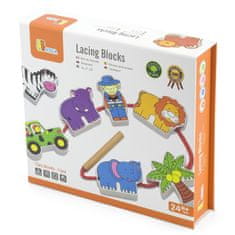 Viga Toys Drevené pletené puzzle Safari Zoo Blocks