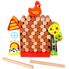 Tooky Toy Drevená hra Jenga s padajúcimi sliepkami