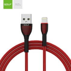 GOLF GOLF textilní datový kabel lightning (apple) 1m, 3A, červený