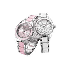 LONGBO Dámske hodinky SET - biela / ružová+ darček ZADARMO
