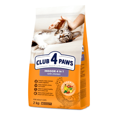Club 4 Paws Indoor 4 in 1 pre dospelé mačky žijúce v byte 2 kg + kapsičky pre mačky My love set s rybou 4x100g