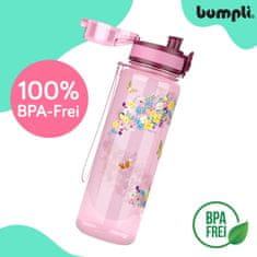 Bumpli Detská fľaša na vodu 500 ml s vložkou na ovocie, nepriepustná, bez BPA (kvetinový vzor) | FLOWERBOT
