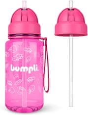 Detské Fľaše na Vodu 350 ml s Viečkom a Slamkou, Nepriepustná, bez BPA (Ružová) PINKBOT