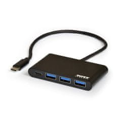 Port Designs PORT CONNECT USB-C HUB, 3x USB 3.0 + 1x USB-C, čierny