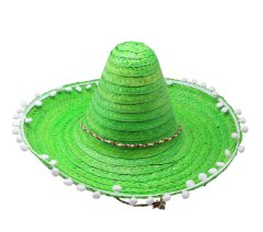Guirca Mexický klobúk slamený zelený 45cm