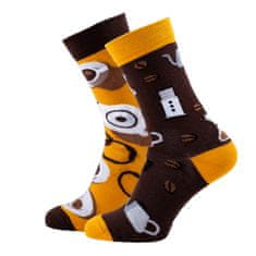 Many Mornings Veselé vzorované ponožky Coffee Lover čierno-žlté veľ. 43-46