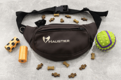 Haustier Pamlskovnik pre psy. Bananka taška na tréning a prechádzky. Čokoládová ekokoža 30 x 22 x 15 cm