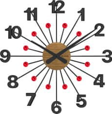 Vlaha Drevené čierne hodiny s červenými kameňmi design VCT1083, 49cm 
