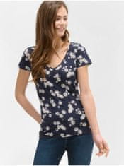 Orsay Tmavomodré kvetované tričko ORSAY XS