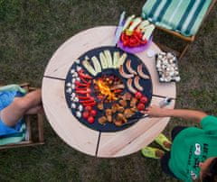 UNO BBQ Oceľový záhradný celoročný ohniskový gril UNO+ s odnímateľným dreveným stolom, výška 70 cm
