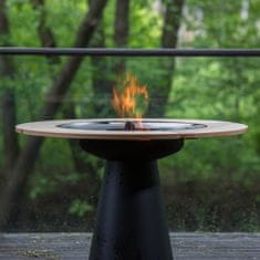 UNO BBQ Oceľový záhradný celoročný ohniskový gril UNO+ s odnímateľným dreveným stolom, výška 70 cm