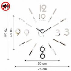 Flexistyle 3D Nalepovacie hodiny Diy Admirable L Sweep 54D-0, zrkadlové 50-75cm
