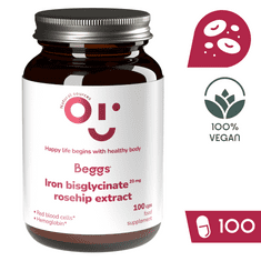 Iron bisglycinate 20 mg, rosehip extract (100 kapsúl)