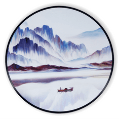 Bondek Asijský obraz v rámu pr. 60 cm - Hory za jezerem