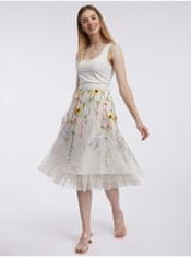 Orsay Krémová dámska kvetinová midi sukňa 34
