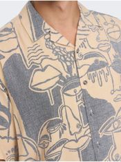 ONLY&SONS Béžová pánska vzorovaná košeľa s krátkym rukávom ONLY & SONS Den S