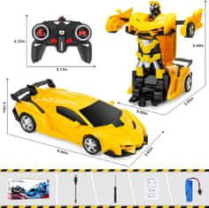 JOJOY® Diaľkovo ovládané transformátorové auto/robot – žltá | ROBOCAR