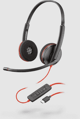 Plantronics Poly Blackwire C3220. USB-C/Stereo/USB-C/Drôt/MS/Čierna-červená