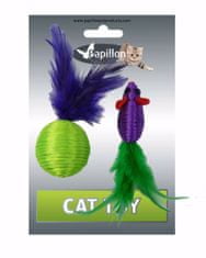 Papillon Myš a loptička s perím zeleno-fialová mat