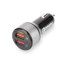 Digitus USB nabíjačka do auta, rýchle nabíjanie 3.0, 2 vstupné porty 12-24V, výstupy: 3-6.5V/3A, 5V/2.4A