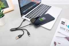 Digitus Nabíjací kábel USB 3 v 1 - USB A - Lightning + micro B + typ CM/M/M/M 0,15 m, bavlna, CE, zlatá, bl