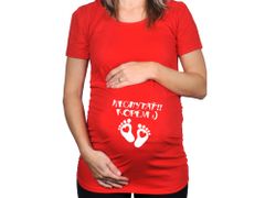 Divja Červené tehotenské tričko Nechytať, kopem
