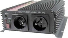 Carspa Napäťový menič CAR1KU-12 12V/230V+USB 1000W, modifikovaná sínus