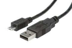 ROLINE Kábel USBA(M)-microUSB B(M), 5 pinov Nokia CA-101, Kodak #8913907 0,8 m, čierny