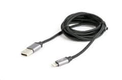 CABLEXPERT Kábel USB 2.0 Lightning (IP5 a vyšší) nabíjací a synchronizačný kábel, opletený, 1,8m, čierny, blister