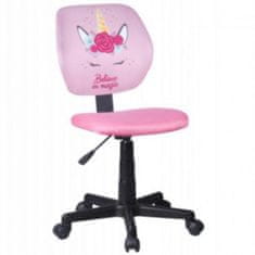 Casa Vital Dětská kancelářská židle MEAMI, 40x50x81/86 cm, plast, výškově nastavitelná, růžový jednorožec