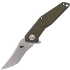 Fox Knives BF-729 SW BLACK FOX KRAVI FOLDING KNIFE GREEN G10 HANDLE STONE WASHED BLADE