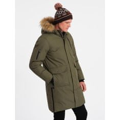 OMBRE Pánska zimná bunda s odnímateľnou kapucňou ALASKAN olivovo zelená MDN124185 XL