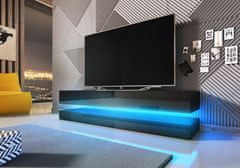 VIVALDI TV stolík Fly s LED osvetlením 140 cm čierny mat/čierny lesk