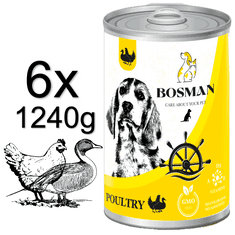 Bosman konzerva pre dospelých psov s hydinou 6x1240g