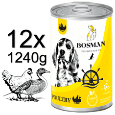 Bosman konzerva pre dospelých psov s hydinou 12x1240g