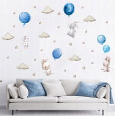 Tulimi Dekorácia na stenu - Zajac s balónikmi XXL, modrá