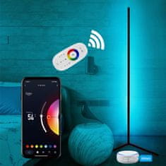 Nordic smart rohová LED stojacia lampa N2 140 cm WiFi RGB, čierna