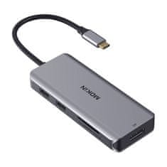 slomart Adaptér/dokovacia stanica MOKiN 9v1 USB C na 2x USB 2.0 + USB 3.0 + 2x HDMI + DP + PD + SD + Micro SD (strieborná)
