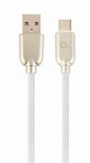 CABLEXPERT Kábel USB 2.0 AM na Type-C kábel (AM/CM), 2m, pogumovaný, biely, blister, PREMIUM QUALITY