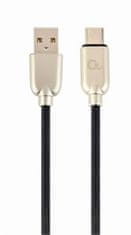 CABLEXPERT Kábel USB 2.0 AM na Type-C kábel (AM/CM), 2m, pogumovaný, čierny, blister, PREMIUM QUALITY