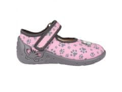 Ružové detské papuče s koženou vložkou, papuče pre dievča Weronika mačka ZETPOL 22 EU