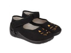 Čierne detské papuče so koženou vložkou, papuče pre dievča Marlena ZETPOL 21 EU