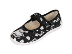 Čierne detské tenisky/papuče pre dievčatá s motívom Hedwigy, detské papuče so sovou Julia na suchý zips ZETPOL. 27 EU