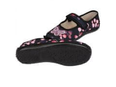 Čierne detské tenisky/papuče, detské papuče na suchý zips s motýlikom Julia od ZETPOLu 27 EU