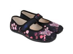 Čierne detské tenisky/papuče, detské papuče na suchý zips s motýlikom Julia od ZETPOLu 27 EU