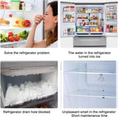 Casavibe Odstraňovač upchatých odtokových otvorov chladničky, Odstraňovač odtokov chladničky - odstraňuje odtoky, zápach, baktérie