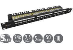 Solarix 19" patch panel 24 x RJ45 CAT6 UTP s vyväzovacou lištou 1U SX24L-6-UTP-BK-N