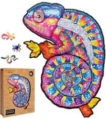 Drevené farebné hádanky - hypnotický chameleón