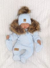 Z&Z Z&Z Zimní kombinéza s kapucí a kožešinou + rukavičky, modrá, vel. 74