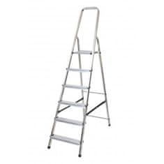 DRABEST rebrík AL 6 jednostranný s madlom / schodíky 1 x 6